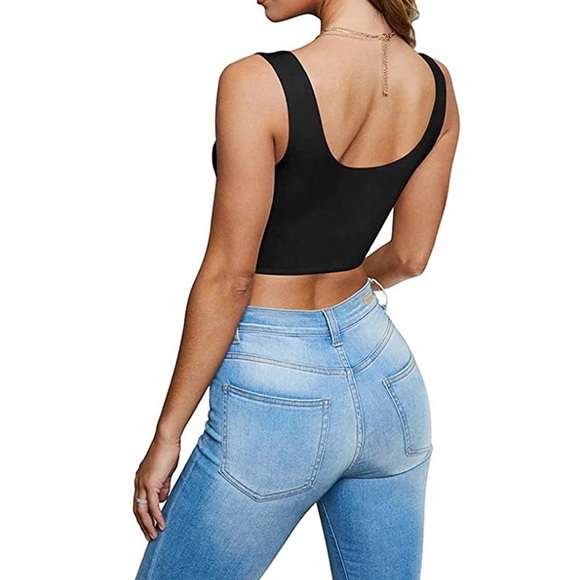 Black v neck crop top - Picture 4 of 5